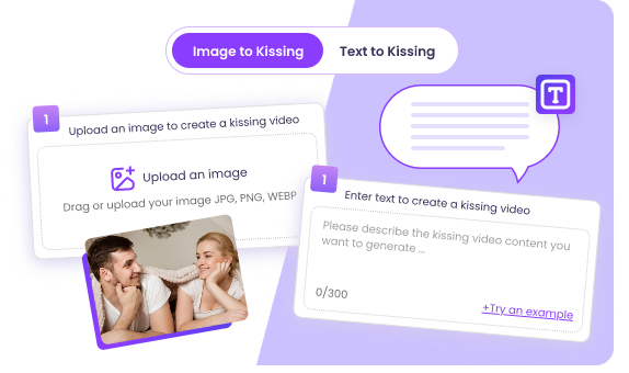 Choose Image or Text to Kissing Video