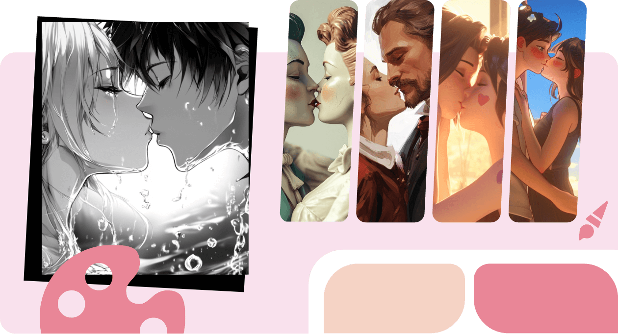 2D and 3D AI Kissing Artwork