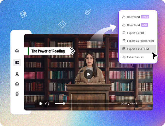 Export course videos as SCORM files